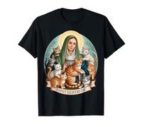 Santa Gertrude Patrono dei Gatti Nivelles Vedova Giardinieri Maglietta