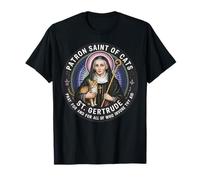 Santa Gertrude Patrono dei Gatti Nivelles Vedova Giardinieri Maglietta