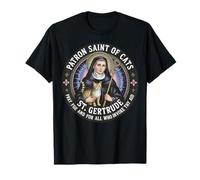 Santa Gertrude Patrono dei Gatti Nivelles Vedova Giardinieri Maglietta