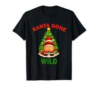 Santa Gone Wild Divertente Natale Xmas Santa Design Maglietta