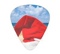 Santa Hat on The Beach and Starfish Il plettro per chitarra, per chitarre acustiche, elettriche, bassi - tocco naturale, confezione da 12, multicolore.