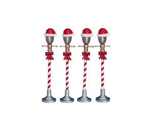 Santa Hat Street Lamp Set of 4 B/O 4.5V Cod. 64472