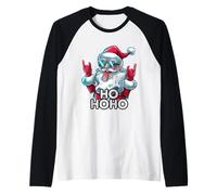 Santa Ho HoHo Camicia Divertente Rock Star Christmas Style Maglia con Maniche Raglan