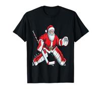Santa Hockey su Ghiaccio Portiere Natale Uomini Donne Bambini Maglietta