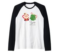 Santa Hot Cocoa Club, Tazza con Grafica Natalizia retrò Maglia con Maniche Raglan