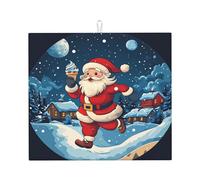 Santa Ice Cream Drying Pad Tappetino Asciuga Piatti Tappetini Asciugatura Rapida Tappetino Scolatutto Per Posate Scolapiatti Piani 46X61Cm