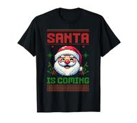 Santa is Coming Pixel Art Retro Christmas Graphic Maglietta