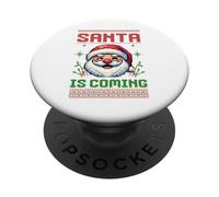 Santa is Coming Pixel Art Retro Christmas Graphic PopSockets PopGrip Adesivo