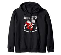 Santa Loves Me Christmas Tee - Christmas Holiday A Felpa con Cappuccio