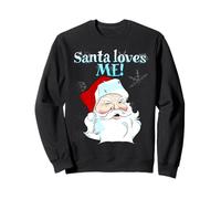 Santa Loves Me Christmas Tee - Christmas Holiday B Felpa