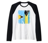 Santa Lucia Bahamas mezza bandiera Saint Lucian Bahamas Jersey Maglia con Maniche Raglan