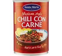 Santa Maria, Chili con Carne, Piatto Leggermente Piccante Tipico della Cucina Tex-Mex, per Farcire i Tacos o per Servire con le Tortilla Chips, Latta da 410 g