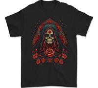 Santa Muerte Culto Femminile Dea Saint Della Morte T-Shirt 100% IN Cotone