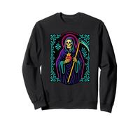 Santa Muerte Fiamma Cuore Preghiera Sacra Arte Felpa