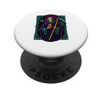 Santa Muerte Fiamma Cuore Preghiera Sacra Arte PopSockets PopGrip Adesivo