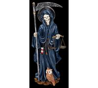 Santa Muerte Figur con Bilancia Gothic Fantasy Dekofigur 26,5cm Blu