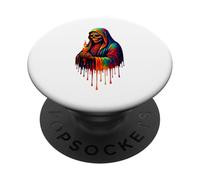 Santa Muerte - Mantello con candela e scheletro arcobaleno PopSockets PopGrip Adesivo