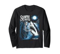 Santa Muerte Shark Siempre Te Protege divinità Messicana Folklore Maglia a Manica