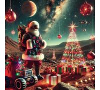 Santa on Mars Notebook: Dot Grid Christmas Notepad Square 8.25 x 8.25 inches 100 pages: Santa Themed Matte Cover Christmas Memories Journal