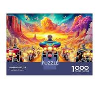 Santa on Motorcycle Puzzle da 1000 pezzi, fantasia con percorso luminoso, puzzle difficile per l'apprendimento, 100% cartone riciclato, accessori per la casa, 70 x 50 cm, 1000 pezzi