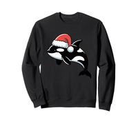 Santa Orca Whale Christmas Ugly Xmas Maglione Orca Orca Felpa