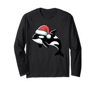 Santa Orca Whale Christmas Ugly Xmas Maglione Orca Orca Maglia a Manica