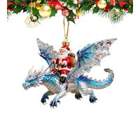 Santa Ornaments - 2D Flat Santa Dragon Scene Design, Christmas Tree Hanging Decor Piece, Wall Window Lightweight Ornament Display, Backpack Festive Hanging Accessory Decoration | Home Party