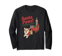 Santa Paws arrivando in Città Natale Corgi Sleigh Maglia a Manica