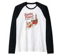 Santa Paws arrivando in Città Natale Corgi Sleigh Maglia con Maniche Raglan