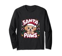 Santa Paws Christmas Cute Dog Cat Holiday Funny Pet Lover Maglia a Manica