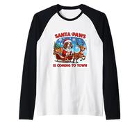 Santa Paws Coming Christmas, Cane Setter Irlandese Rosso e Bianco Maglia con Maniche Raglan