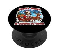 Santa Paws Coming Christmas Grand Basset Griffon Vendeen Dog PopSockets PopGrip Adesivo