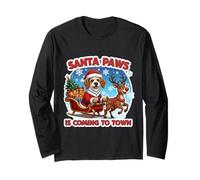Santa Paws Coming Christmas Petit Basset Griffon Vandeen Dog Maglia a Manica