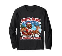 Santa Paws Is Coming Christmas American Water Spaniel Maglia a Manica