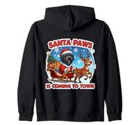 Santa Paws Is Coming Christmas Black Russian Terrier Fun Felpa con Cappuccio
