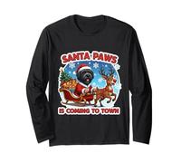 Santa Paws Is Coming Christmas Black Russian Terrier Fun Maglia a Manica