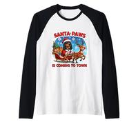 Santa Paws Is Coming Christmas - Cane Coonhound Nero e Marrone Chiaro Maglia con Maniche Raglan