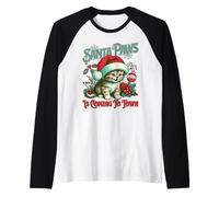 Santa Paws is Coming to Town Divertente Gatto Natale Babbo Natale Maglia con Maniche Raglan
