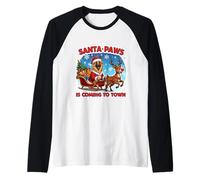 Santa Paws Sta arrivando in Città Cane Belga di Tervuren di Natale Maglia con Maniche Raglan