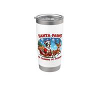 Santa Paws sta arrivando in città, cane Boston Terrier di Natale Bicchiere termico in acciaio inox doppia parete