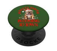 Santa Paws sta arrivando in città con il bulldog inglese di Natale PopSockets PopGrip Adesivo