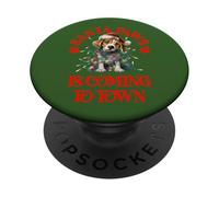 Santa Paws sta arrivando in città con il cane segugio di Natale PopSockets PopGrip Adesivo