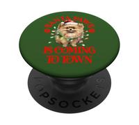 Santa Paws sta arrivando in città con la Pomerania di Natale PopSockets PopGrip Adesivo