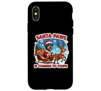 Santa Paws sta arrivando in città Natale Cesky Terrier Dog Fun Custodia per iPhone X/XS
