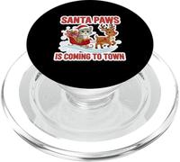Santa Paws sta arrivando in città Natale, proprietario di un gatto grigio PopSockets PopGrip per MagSafe