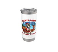 Santa Paws sta arrivando in città Natale Racoon Lover Holiday Bicchiere termico in acciaio inox doppia parete