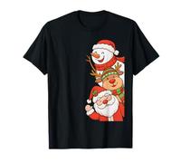 Santa Reindeer Snowman Friends Christmas Kids Xmas Holiday Maglietta