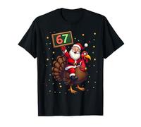 Santa Riding Turkey Take Numero 67 Natale e Ringraziamento Maglietta