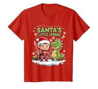 Santa’s Little Legend Cute Christmas Knight and Dinosaur Maglietta