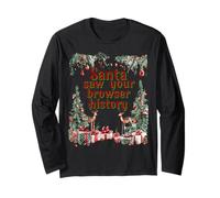 Santa Saw Your Browser History Funny Christmas Tee Maglia a Manica